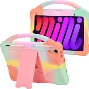Adocham Kids Case for iPad mini 6 2021/Mini 7 2024(A17 Pro),Shockproof Child Protective Cover for Mini 6th/7th Generation Case 8.3 inch (Rainbow)