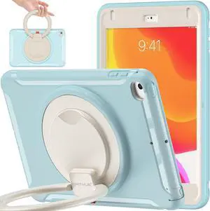 BATYUE iPad mini 5 Case & iPad mini 4 Case;for iPad mini 5 (2019) & iPad mini 4 (2015);Protective Rugged Case with Pencil Holder, 360° Swivel Stand;for Kids, Boys, Girls - FrozenBlue