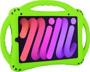 TopEsct Kids Case for iPad mini 7 (A17 Pro) 2024 /iPad Mini6 2021, Shockproof Silicone Cover with Handle Stand for 8.3" iPad mini 6th/7th Gen,Green