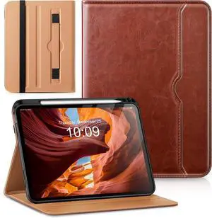 Akkerds Compatible for iPad (A16) 11th Generation Case 11 Inch 2025, for iPad 10th Generation Case 10.9 Inch 2022 with Pencil Holder, Protective Leather Business Stand Cover, Multiple Angles, Brown
