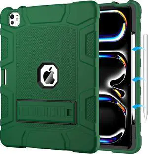 Case for iPad Pro 13 inch Case 2024 (M4), iPad 13 Pro C ase with Pencil Holder, Built-in Stand Shockproof Rugged Protective Cover for iPad Pro 13 inch 2024 7th Gen (Alpine Green)
