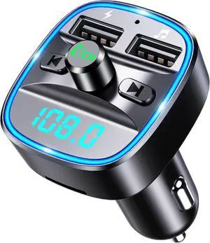 (Upgraded) COMSOON FM Transmitter, Bluetooth Car Adapter MP3 Player, Hands-Free Calling, Dual USB Ports (5V/2.4A & 1A), LED Screen, Support SD/TF Card Flash Drive