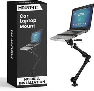 Mount-It! Car Laptop Mount | No-Drill Laptop Vehicle Mount for Truck & Van Use at Front Passenger Seat | Adjustable Height Fits 12-15.4 Inch Screens, 9 Lbs Capacity, Full Motion and Lockable Joints