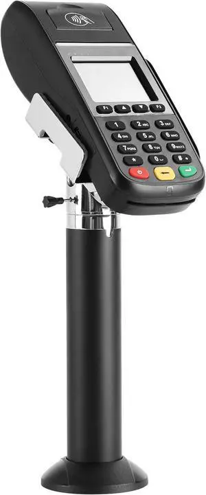 Mount-It! Universal Credit Card POS Terminal Stand for VeriFone Ingenico First Data Card Readers | Adjustable Clamp Width with Tilt, Swivel | Adhesive or Bolt Down Installation