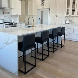 PHI VILLA Bar Stools Set of 4 - Counter Height Chairs Faux Leather Barstools 24 inch Bar Stool, Kitchen Stool with Back