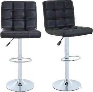 BestOffice Modern Bar Stool Set of 2 Barstools Height Adjustable Counter Height Swivel Bar Stool PU Leather Bar Chairs Hydraulic Dining Room Chairs Home Kitchen Stools