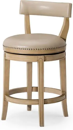 Maven Lane Alexander Counter Stool 26 Inches Swivel Stool with Footrest Brown Solid Wood and Beige Faux Leather Upholstery Perfect for Kitchen Island and Counter Maven Lane Alexander Counter Stool 26 Inches Swivel Stool with Footrest Brown Solid Wood and Beige Faux Leather Upholstery Perfect for Kitchen Island and Counter