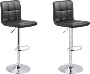Signature Design by Ashley Bellatier Adjustable Height Swivel Bar Stool, 2 Count, Black & Chrome Finish