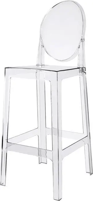 2xhome 30" Bar Height Stool | Oval Back Transparent Ghost Chair | Armless Polycarbonate Barstool with Footrest for Kitchen Island & Dining (Clear)