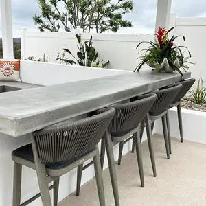 PURPLE LEAF Counter Height Bar Stool Set of 2 Modern Aluminum Rattan Wicker Outdoor Barstools with Backrest and Cushion for Kitchen Lawn Pool Bar Chairs Grey