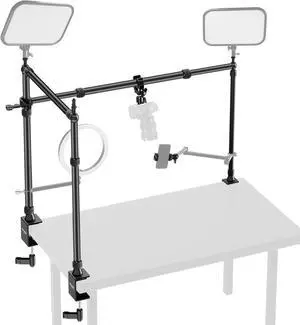 NEEWER Overhead Camera Mount Rig with Dual Ball Head Super Clamp/Phone Holder/C Clamp for Desktop Top Down Shots, Metal Multi Device Mount Platform for Photography Live Streaming Video Making, NK003 NEEWER Overhead Camera Mount Rig with Dual Ball Head Super Clamp/Phone Holder/C Clamp for Desktop Top Down Shots, Metal Multi Device Mount Platform for Photography Live Streaming Video Making, NK003