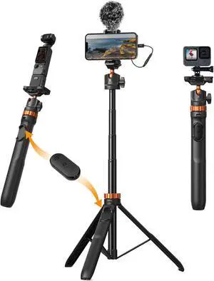 K&F CONCEPT MS08 62'' Phone Selfie Stick Tripod, 2-in-1 Extendable Cell Phone Tripod Stand with Remote, 360° Ball Head Camera Tripod Compatible with DJI Osmo Pocket 4/3 GoPro 13/12 iPhone17. K&F CONCEPT MS08 62'' Phone Selfie Stick Tripod, 2-in-1 Extendable Cell Phone Tripod Stand with Remote, 360° Ball Head Camera Tripod Compatible with DJI Osmo Pocket 4/3 GoPro 13/12 iPhone17.