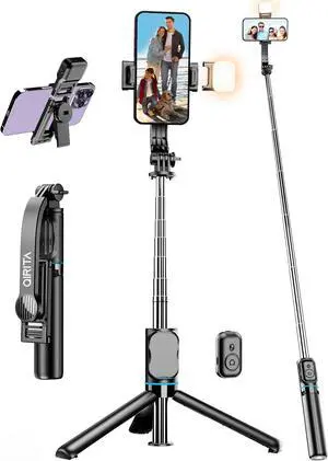 42" Selfie Stick Tripod with Fill Light Extendable Phone Stand All-in-1 Selfie Stick Travel Tripod with Detachable Remote & Phone Holder Cell Phone Tripod Compatible with iPhone/Android 42" Selfie Stick Tripod with Fill Light Extendable Phone Stand All-in-1 Selfie Stick Travel Tripod with Detachable Remote & Phone Holder Cell Phone Tripod Compatible with iPhone/Android