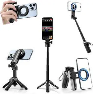 CloudValley Magnetic Selfie Stick & Mini Tripod, 360° Rotation Extendable Handheld Stabilizer/Camera Grip with Remote, 5 in 1 Portable Phone Stand for iPhone/Android, Travel Vlog, Live Stream, Black CloudValley Magnetic Selfie Stick & Mini Tripod, 360° Rotation Extendable Handheld Stabilizer/Camera Grip with Remote, 5 in 1 Portable Phone Stand for iPhone/Android, Travel Vlog, Live Stream, Black