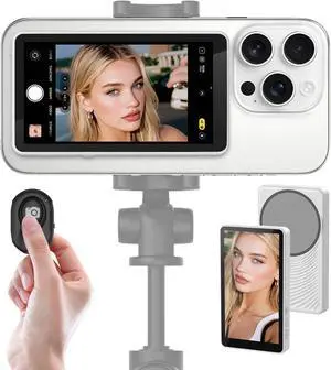 Henrety Wireless Vlog Selfie Monitor Screen for iPhone & Android, Bluetooth Remote, 180° Flip, Magnetic Stand, Wide Screen Mode, 1800mAh Battery, Rear Camera Live View for TikTok & YouTube (White) Henrety Wireless Vlog Selfie Monitor Screen for iPhone & Android, Bluetooth Remote, 180° Flip, Magnetic Stand, Wide Screen Mode, 1800mAh Battery, Rear Camera Live View for TikTok & YouTube (White)