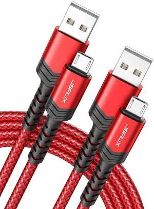 Micro USB Cable for Android, (2-Pack 6.6FT) Micro USB Android Charger Cable Nylon Braided Cord Compatible with Galaxy S7 S6 J7 Edge Note 5, Kindle. MP3 and More-Red Micro USB Cable for Android, (2-Pack 6.6FT) Micro USB Android Charger Cable Nylon Braided Cord Compatible with Galaxy S7 S6 J7 Edge Note 5, Kindle. MP3 and More-Red