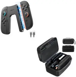 Switch 2 Charging Grip&Large Hard Shell Travel Case with Separate Small Console Shell Switch 2 Charging Grip&Large Hard Shell Travel Case with Separate Small Console Shell