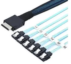 VoltSync PCIe Oculink SFF-8611 4i to 6X SATA 7P Female Cable 12Gbps High Speed Server Hard Drive Converter Cable, 32AWG Low-Loss Wire (1M) VoltSync PCIe Oculink SFF-8611 4i to 6X SATA 7P Female Cable 12Gbps High Speed Server Hard Drive Converter Cable, 32AWG Low-Loss Wire (1M)