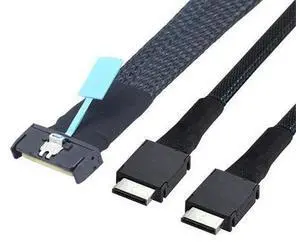 VoltSync Gen5 MCIO 8X 8I 74P to Dual Oculink SFF-8611 4i Server High-Speed Cable PCIe 5.0 32Gbps Flat-to-Flat Internal Connection Cable, Black (1M) VoltSync Gen5 MCIO 8X 8I 74P to Dual Oculink SFF-8611 4i Server High-Speed Cable PCIe 5.0 32Gbps Flat-to-Flat Internal Connection Cable, Black (1M)