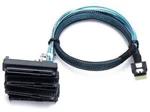 VoltSync PCIe Slimline SAS 4.0 38pin SFF-8654 4i to SAS SFF-8482 2-in-1 Server Cable with SATA Power, 30AWG 24G High-Speed Copper Wire Harness (0.5M/19.68in) VoltSync PCIe Slimline SAS 4.0 38pin SFF-8654 4i to SAS SFF-8482 2-in-1 Server Cable with SATA Power, 30AWG 24G High-Speed Copper Wire Harness (0.5M/19.68in)