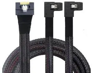 VoltSync Anti-Misplug PCIe Slimline SAS SFF-8654 8i to Dual SAS SFF-8087 Right-Angle Server Cable, 32AWG High-Speed Copper Wire Harness (0.5M/19.68in) VoltSync Anti-Misplug PCIe Slimline SAS SFF-8654 8i to Dual SAS SFF-8087 Right-Angle Server Cable, 32AWG High-Speed Copper Wire Harness (0.5M/19.68in)