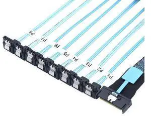VoltSync MCIO PCIe SAS SFF-8654 8i 74Pin to 8* SATA 7Pin Female 90-Degree Cable 32AWG High-Speed Server Hard Drive Adapter (0.5M) VoltSync MCIO PCIe SAS SFF-8654 8i 74Pin to 8* SATA 7Pin Female 90-Degree Cable 32AWG High-Speed Server Hard Drive Adapter (0.5M)