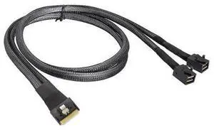 VoltSync Mini SlimSAS SFF-8654 8i 4.0 to Dual SAS HD 8643 Cable \u2013 32AWG 24G High-Speed Anti-Misdirection Server Interconnect (1M) VoltSync Mini SlimSAS SFF-8654 8i 4.0 to Dual SAS HD 8643 Cable \u2013 32AWG 24G High-Speed Anti-Misdirection Server Interconnect (1M)