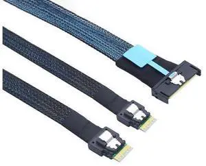 VoltSync Gen5 MCIO 8X Slimline SAS 8i to Dual SFF 8654 4i Server Cable \u2013 24Gbps High Speed Data Transfer Cord, 85 Ohm Impedance (0.5M) VoltSync Gen5 MCIO 8X Slimline SAS 8i to Dual SFF 8654 4i Server Cable \u2013 24Gbps High Speed Data Transfer Cord, 85 Ohm Impedance (0.5M)
