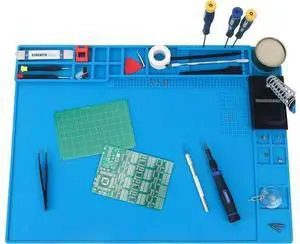 VoltSync Soldering Mat - Large, Heat Resistant Up to 932F, Magnetic, Silicone Work Mat for Soldering Iron, Electronic & PC Building - Size 21.7" x 15.8 VoltSync Soldering Mat - Large, Heat Resistant Up to 932F, Magnetic, Silicone Work Mat for Soldering Iron, Electronic & PC Building - Size 21.7" x 15.8