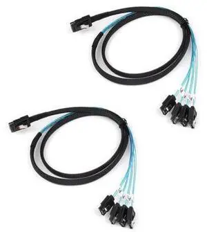 VoltSync 2PCS Reversed Cable Mini SAS 36Pin SFF-8087 Male to 4 SATA 7Pin Female Cable, Mini SAS (Target) to 4 SATA (Host) Cable VoltSync 2PCS Reversed Cable Mini SAS 36Pin SFF-8087 Male to 4 SATA 7Pin Female Cable, Mini SAS (Target) to 4 SATA (Host) Cable