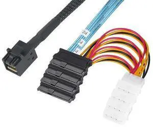 VoltSync Heretom SFF-8643 Internal Mini SAS HD to 4X 29pin SFF-8482 connectors Power Port 12GB/S Cable 1M VoltSync Heretom SFF-8643 Internal Mini SAS HD to 4X 29pin SFF-8482 connectors Power Port 12GB/S Cable 1M
