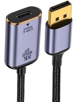 VoltSync USB-C Type C Female Source to Displayport DP 1.4 Sink HDTV Cable 8K@60hz 4K@120hz for Tablet Phone Laptop VoltSync USB-C Type C Female Source to Displayport DP 1.4 Sink HDTV Cable 8K@60hz 4K@120hz for Tablet Phone Laptop