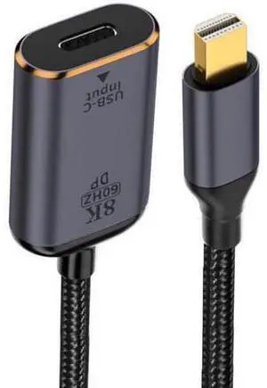 VoltSync USB-C Type C Female Source to Mini Displayport DP 1.4 Sink HDTV Cable 8K@60hz 4K@120hz for Tablet Phone Laptop VoltSync USB-C Type C Female Source to Mini Displayport DP 1.4 Sink HDTV Cable 8K@60hz 4K@120hz for Tablet Phone Laptop