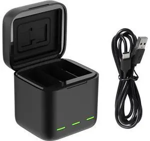 VoltSync Battery Charger for GoPro Hero 12 Hero 11 Hero 10 Hero 9, Triple USB Charging Case with Type-C Cord for Go Pro 12 11 10 9 Camera Accessories VoltSync Battery Charger for GoPro Hero 12 Hero 11 Hero 10 Hero 9, Triple USB Charging Case with Type-C Cord for Go Pro 12 11 10 9 Camera Accessories