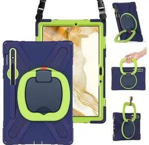 VoltSync Case for Sam-sung Galaxy Tab S9/S8/S7 11 Inch 2023 SM-X710/X700/T870, Heavy Duty Silicone Case with S Pen Holder/Rotating Handle Grip/Folding Stand/Shoulder Strap/Stable Kickstand, Navy Green VoltSync Case for Sam-sung Galaxy Tab S9/S8/S7 11 Inch 2023 SM-X710/X700/T870, Heavy Duty Silicone Case with S Pen Holder/Rotating Handle Grip/Folding Stand/Shoulder Strap/Stable Kickstand, Navy Green