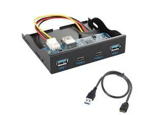 VoltSync 4 Ports 2 USB C 2 USB 3.0 to USB 3.1 Type E Front Panel Header USB HUB Port Multiplier Expansion Adapter for 3.5" Floppy Bay VoltSync 4 Ports 2 USB C 2 USB 3.0 to USB 3.1 Type E Front Panel Header USB HUB Port Multiplier Expansion Adapter for 3.5" Floppy Bay