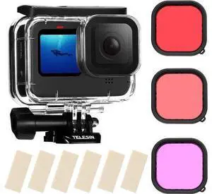 VoltSync Waterproof Case for GoPro Hero 13/12/11/10/9 Black - 3-Pack Dive Filter with Red Magenta - Supports 60M/196FT Underwater Scuba Snorkeling Deep Diving VoltSync Waterproof Case for GoPro Hero 13/12/11/10/9 Black - 3-Pack Dive Filter with Red Magenta - Supports 60M/196FT Underwater Scuba Snorkeling Deep Diving
