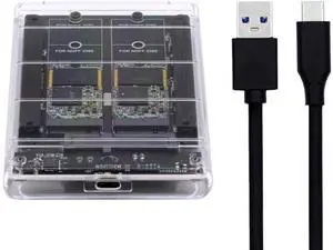 VoltSync Dual B+M-Key M.2 SSD Card JOBD Raid0 Span Bridge to USB3.0 Type-C USB-C 2.5inch SATA Combo Enclosure VoltSync Dual B+M-Key M.2 SSD Card JOBD Raid0 Span Bridge to USB3.0 Type-C USB-C 2.5inch SATA Combo Enclosure