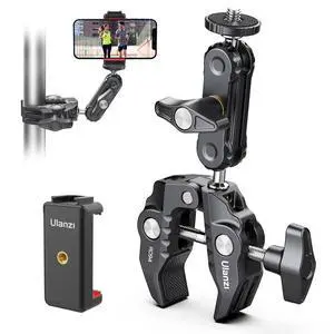 VoltSync Super Clamp Camera Clamp Mount Monitor 360° Ballhead Magic Arm Double Ball Head Adapter with 1/4"-20 & 3/8"-16 Thread ST-07 Phone Tripod Mount VoltSync Super Clamp Camera Clamp Mount Monitor 360° Ballhead Magic Arm Double Ball Head Adapter with 1/4"-20 & 3/8"-16 Thread ST-07 Phone Tripod Mount