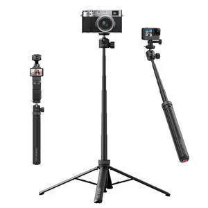 VoltSync Upgrade 59" Tripod Stand w Auto-Open 4-Leg, TT24 Vlogging Selfie Stick Floor Tripod, CKa Quick-Release Ball Head w 1/4" Screw and Action Adapter for Camera/GoPro/DJI Action Pocket/Insta360 VoltSync Upgrade 59" Tripod Stand w Auto-Open 4-Leg, TT24 Vlogging Selfie Stick Floor Tripod, CKa Quick-Release Ball Head w 1/4" Screw and Action Adapter for Camera/GoPro/DJI Action Pocket/Insta360