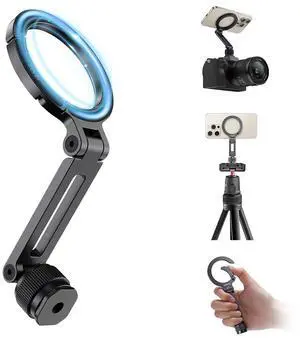 VoltSync MA07 Magnetic Phone Tripod Mount for Magsafe, Aluminum Camera Phone Mount with 1/4" Screw, Cold Shoe Magnetic Tripod for Camera, Copatibale with iPhone 17/16/15/14/13/12 Series VoltSync MA07 Magnetic Phone Tripod Mount for Magsafe, Aluminum Camera Phone Mount with 1/4" Screw, Cold Shoe Magnetic Tripod for Camera, Copatibale with iPhone 17/16/15/14/13/12 Series