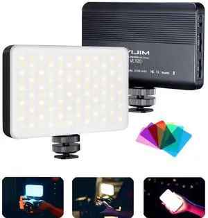 VoltSync VL120 LED Video Light on Camera, 6 Color Filters Mini Rechargeable LED Photography Camera Lighting Panel 3200K-6500K Bi-Color Dimmable, CRI95+, 3100mAh Battery Fill Light for Nikon Sony DSLR VoltSync VL120 LED Video Light on Camera, 6 Color Filters Mini Rechargeable LED Photography Camera Lighting Panel 3200K-6500K Bi-Color Dimmable, CRI95+, 3100mAh Battery Fill Light for Nikon Sony DSLR