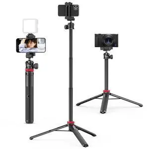 VoltSync MT-44 Extendable Phone Tripod, 59" Selfie Stick Vlog Stand with 2 in 1 Phone Clip, 360° Ball Head Camera Tripod for iPhone Sony DJI Osmo Nano Action Camera, Lightweight for Travel VoltSync MT-44 Extendable Phone Tripod, 59" Selfie Stick Vlog Stand with 2 in 1 Phone Clip, 360° Ball Head Camera Tripod for iPhone Sony DJI Osmo Nano Action Camera, Lightweight for Travel
