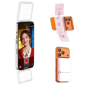 VoltSync GL01 Magnetic Selfie Light for Phone Top & Bottom Dual LED Fill Lights with Extendable Rod Dimmable 2500K-6500K Portable Video Vlog Light for iPhone 17 Pro Size & Below Not for Pro Max Pink VoltSync GL01 Magnetic Selfie Light for Phone Top & Bottom Dual LED Fill Lights with Extendable Rod Dimmable 2500K-6500K Portable Video Vlog Light for iPhone 17 Pro Size & Below Not for Pro Max Pink