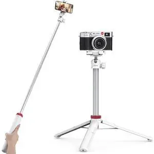 VoltSync MT-44 Extendable Phone Tripod, 59" Selfie Stick Portable Vlog Tripod Stand with 2 in 1 Phone Clip 1/4" Screw, 360° Ball Head Camera Tripod for DJI Pocket Sony Canon Action Fujifilm, White VoltSync MT-44 Extendable Phone Tripod, 59" Selfie Stick Portable Vlog Tripod Stand with 2 in 1 Phone Clip 1/4" Screw, 360° Ball Head Camera Tripod for DJI Pocket Sony Canon Action Fujifilm, White