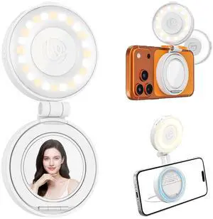 VoltSync Magnetic Selfie Light, Upgraded LM23 360° Phone Ring Light for iPhone Magsafe with Mirror & Stand, LED Phone Fill Lights for Selfies/Video Calls/Vlogging/Makeup - White VoltSync Magnetic Selfie Light, Upgraded LM23 360° Phone Ring Light for iPhone Magsafe with Mirror & Stand, LED Phone Fill Lights for Selfies/Video Calls/Vlogging/Makeup - White
