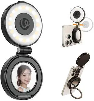 VoltSync LM23 Magnetic Selfie Light, Upgraded 360° Phone Selfie Ring Light for iPhone Magsafe, LED Phone Beauty Fill Lights with Mirror for Selfies/Video Calls/Vlogging/Photography - Black VoltSync LM23 Magnetic Selfie Light, Upgraded 360° Phone Selfie Ring Light for iPhone Magsafe, LED Phone Beauty Fill Lights with Mirror for Selfies/Video Calls/Vlogging/Photography - Black