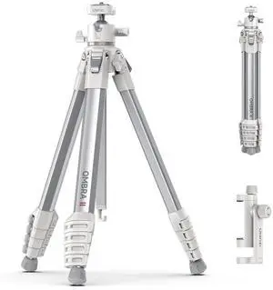 VoltSync Ombra Camera Travel Tripod White, 61.5" Aluminum Tripod Foldable with UKA Quick Release Plate for Phone Sony Canon, Video Shooting Vlogging Portable Stand w Phone Clamp Holder Carry Bag VoltSync Ombra Camera Travel Tripod White, 61.5" Aluminum Tripod Foldable with UKA Quick Release Plate for Phone Sony Canon, Video Shooting Vlogging Portable Stand w Phone Clamp Holder Carry Bag