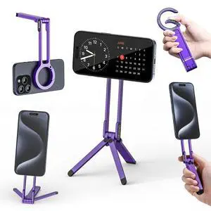 VoltSync MA30 Magnetic Phone Tripod Stand for iPhone-Aluminium Maglock Smartphone Mini Tripod Pocket Cell Phone Stand Strong Magnet Quick Mount Compatible with iPhone 17 16 15 14 13 12 Series, Purple VoltSync MA30 Magnetic Phone Tripod Stand for iPhone-Aluminium Maglock Smartphone Mini Tripod Pocket Cell Phone Stand Strong Magnet Quick Mount Compatible with iPhone 17 16 15 14 13 12 Series, Purple