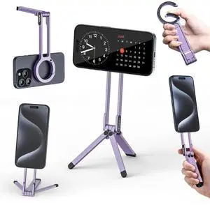 VoltSync MA30 Magnetic Phone Tripod Stand for iPhone, Aluminium Maglock Smartphone Mini Tripod Pocket Cell Phone Stand Strong Magnet Compatible with iPhone 17 16 15 14 13 12 Series, Lavender VoltSync MA30 Magnetic Phone Tripod Stand for iPhone, Aluminium Maglock Smartphone Mini Tripod Pocket Cell Phone Stand Strong Magnet Compatible with iPhone 17 16 15 14 13 12 Series, Lavender